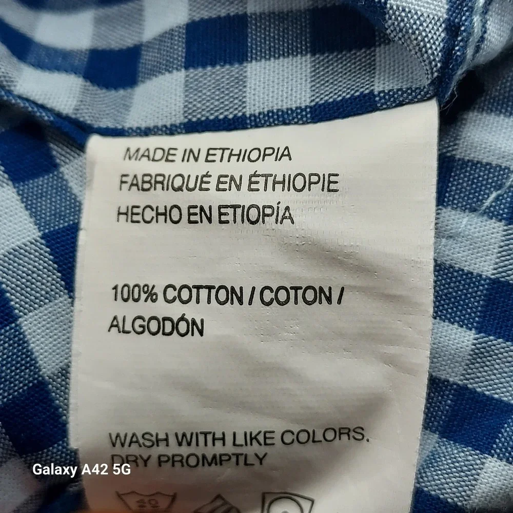Izod Premium‎ Essentials Mens XLT Blue Gingham Button Down Shirt 100% Cotton